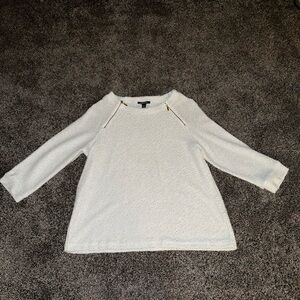 Robert Louis Textured White Top with Zipper Accents
